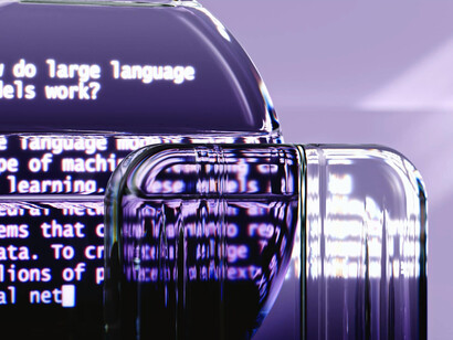 This artist’s illustration represents artificial intelligence through language models that generate text. The work was created by Wes Cockx as part of the Visualising AI project