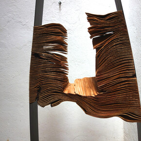 Herbert Golser, Twin (detail), 2014-15, pear wood, steel, 73 x 30 x 171 cm