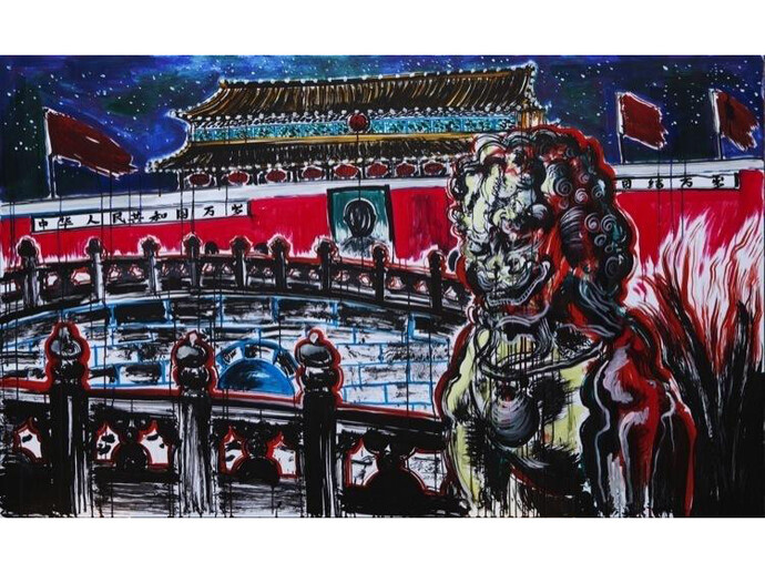 Sun Xun, The Time Vivarium - 11, 2014, acrylic on paper, paper: 59 x 98 1/2 inches (150 x 250 cm), framed: 59 7/8 x 99 1/4 x 1 5/8 inches (152.1 x 252.1 x 4.1 cm). © Sun Xun. Courtesy: Sean Kelly, New York