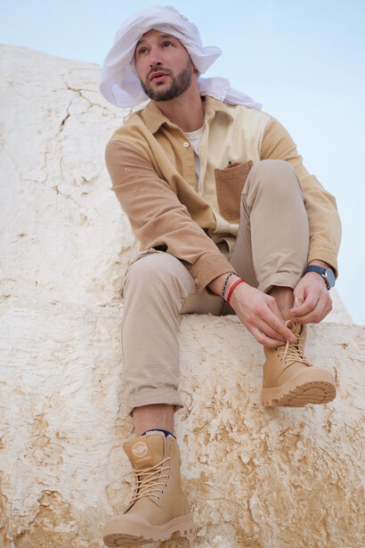 Portrait of Anthony Verlaine, whose work and travels explore the intersection of outdoor culture, personal identity, and contemporary fashion