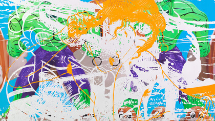 Geisha, 2007. Oil on canvas, 102 x 138 in. (259.1 x 350.5 cm). Soledad and Robert Hurst © Jeff Koons
