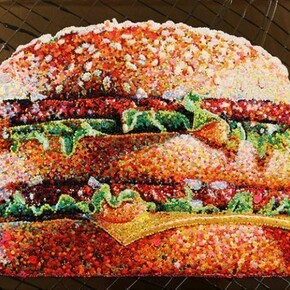 Lisa Alonzo, The Yoga Mat, Acrylic and Molding Paste Piped on Panel, 30 x 40 x 3 inches