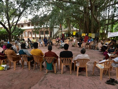 Accessible forums of decision-making are one fulcrum of democracy, an alternatives confluence in India © Ashish Kothari
