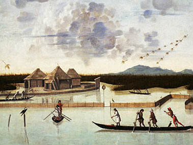 In cielo appare una bellissima freccia viva composta dalle oche in volo verso l'alto