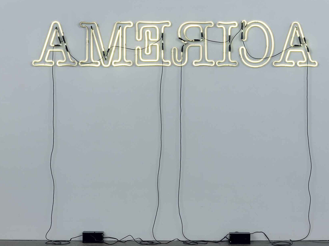 Glenn Ligon (b. 1960). 	Rückenfigur, 2009.  	Neon and paint, 24 × 145 1/2 × 5in. (61 × 369.6 × 12.7 cm).
	Whitney Museum of American Art, New York; purchase, with funds from the Painting and Sculpture 
    Committee  2011.3a i.  © Glenn Ligon 
