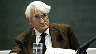 Jürgen Habermas during a discussion in the Munich School of Philosophy, Germany