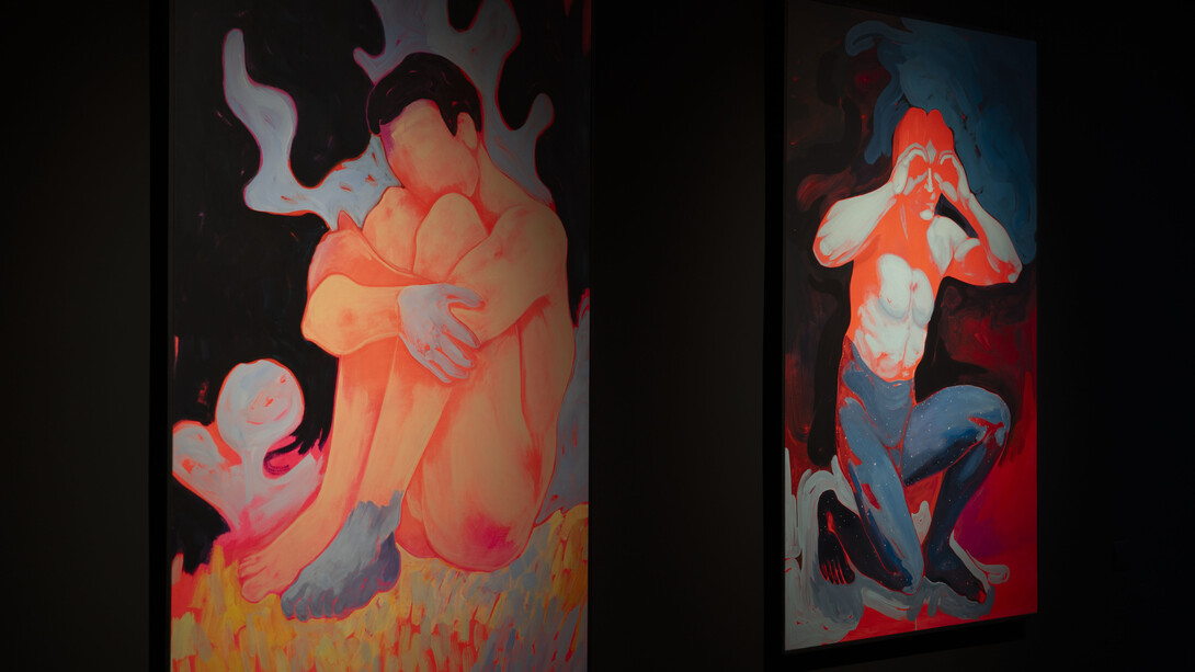 Salma Cheddadi, Red burn, vue de l'exposition. Avec l'aimable autorisation de la Galerie MCC