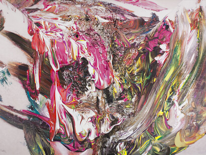 Jason Brooks, Origin II, 2015, Acrylic on canvas, 125.1 x 176.2 cm © Jason Brooks and courtesy Marlborough Contemporary. Photograph credit: Francis Ware