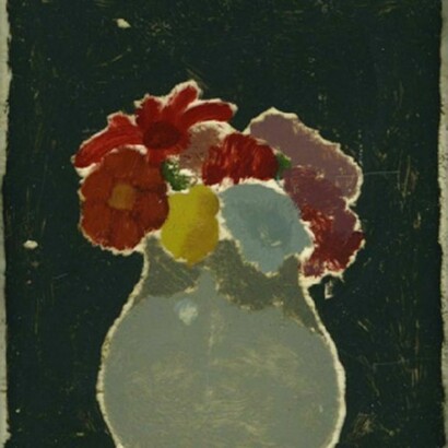 Kulicke, Flowers, c.1968-70, oil on plexiglass, 4.625x4.375 inches