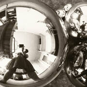 Marianne Brandt, Selbstporträt mit Kamera im Atelier in der Kugel gespiegelt, Bauhaus Dessau (detail), um 1928 - 1929. Courtesy of Kunstbibliothek