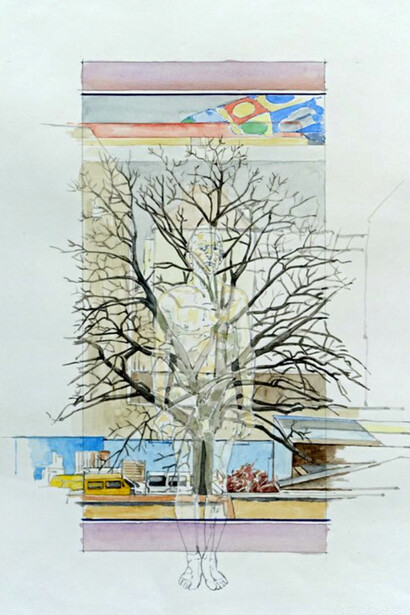 Reflet 3, 57 x 38 cm, aquarelle sur papier Arches 180g, 2019 