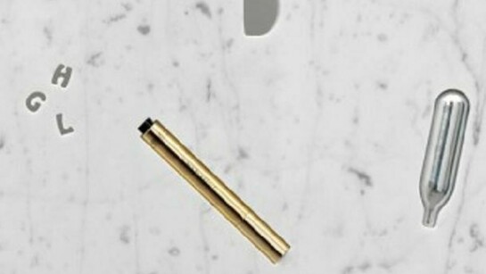 George Henry Longly, Labor (Detail), 2013 Marble, whipped cream chargers, Yves Saint Laurent Touche Eclat and steel fixings, 32 1/4 x 22 1/2 x 7 inches (82 x 57 x 18 cm)