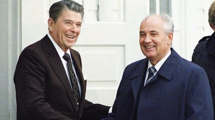 The Geneva Summit of 1985 was a Cold War-era meeting. It was held in 1985, between U.S. President Ronald Reagan and Soviet General Secretary Mikhail Gorbachev. The two leaders met for the first time to hold talks on international diplomatic relations and the arms race