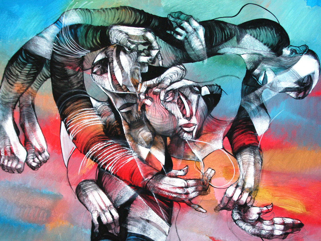 Family, 100+ù120, acrylic on canvas. Detail