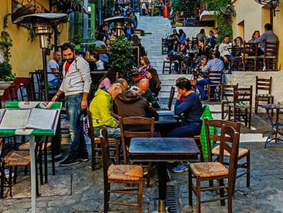 Most of the streets in Plaka have been closed to automobile traffic
