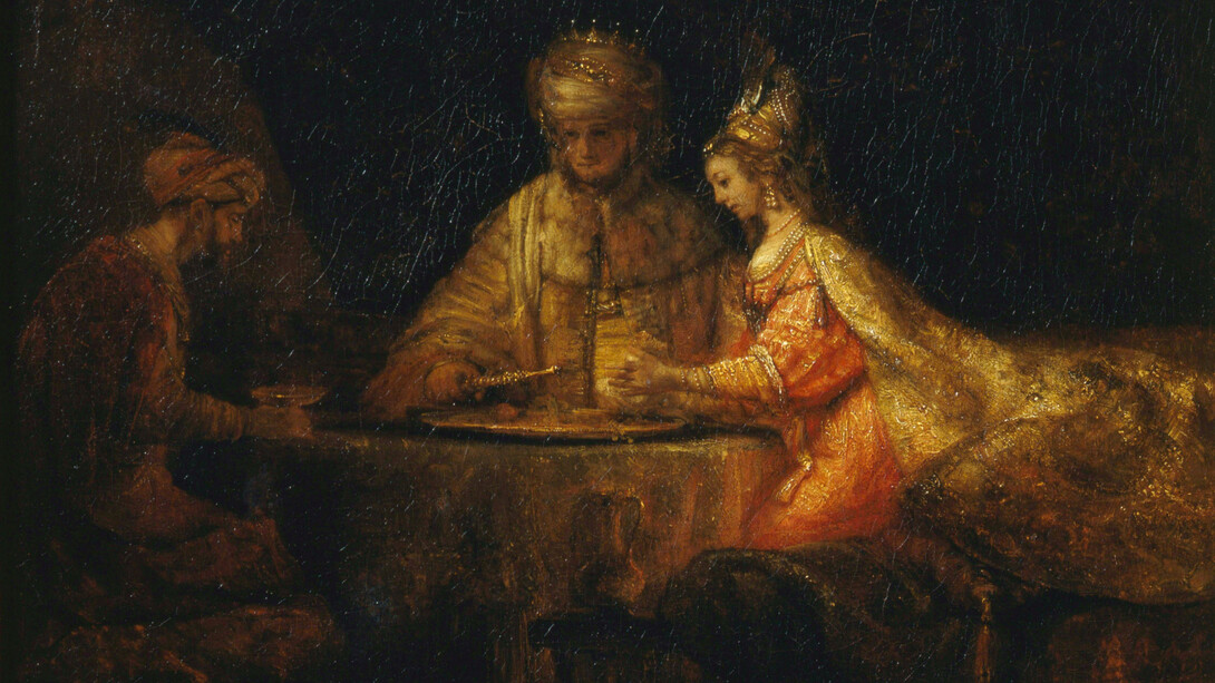 Rembrandt, Asuero y Hamán en la fiesta de Ester