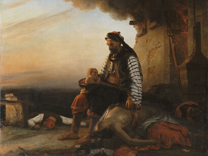 Auguste Vinchon, Modern Greek subject (After the massacre of Samothrace), 1827, oil on canvas, Paris, Musée du Louvre, © RMN-Grand Palais (musée du Louvre) / Hervé Lewandowski