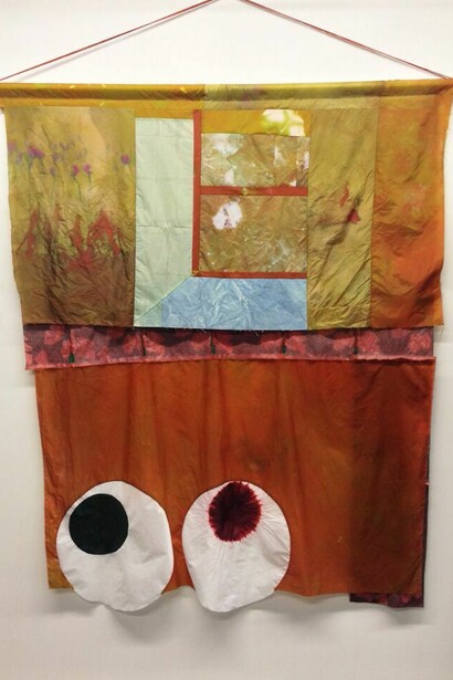 Wilder Alison, Black Poppy Plot, 2015, nylon, canvas, dye, black food coloring, 71 x 59 inches