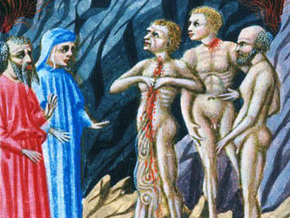 Priamo della Quercia, illustrazione del Canto XXVIII, particolare