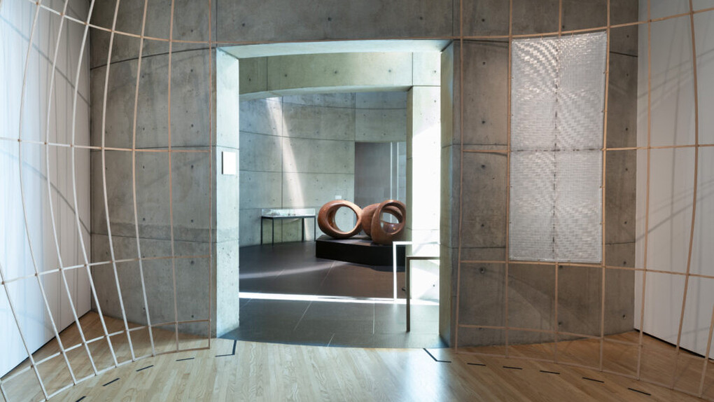 Caroline Monnet, River flows through bent trees, exhibition view. Courtesy of The Baltimore Museum of Art