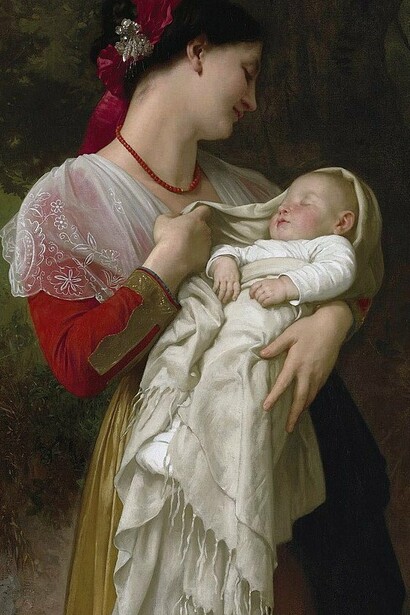 "Admiración maternal", óleo sobre lienzo, William-Adolphe Bouguereau, 1869