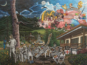 Henry Hudson, Plate 8, Rehabilitation, varnished plasticine on board, 183 by 245 cm.; 70 by 96 ½in. Executed in 2014.