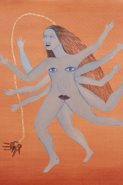 Cecilia Vicuña, Llaverito (Blue lady) / Ladilla, crab, 2019. Courtesy of the Irish Museum of Modern Art 