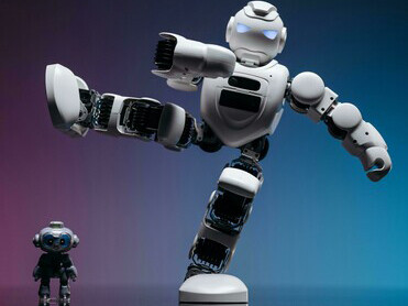 Close-up image of robot toys symbolizing the growing influence of artificial intelligence and modern AI technologies