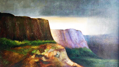 «Los Tepuyes. Pasó la lluvia» (1993), óleo sobre tela,  Ángel Hurtado