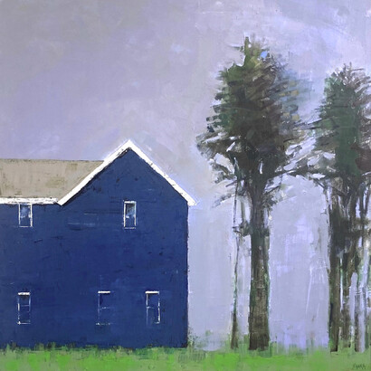 Mary Jo O'Gara, Blue house. Courtesy of Anne Loucks Gallery