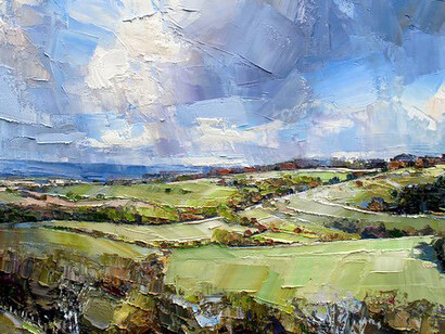 Jonathan Pocock, 'Hill fort big sky', oil on canvas £4400, 89x89cm
