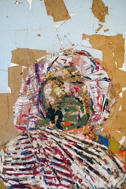 Tammam Azzam Untitled, 2019
Paper collage on canvas 39 x 31 inches
Credits:
Courtesy of the artist and Haines Gallery
