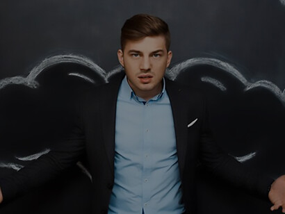 Image featuring a humorous man sporting fake muscle arms, symbolizing motivation, dopamine, and success