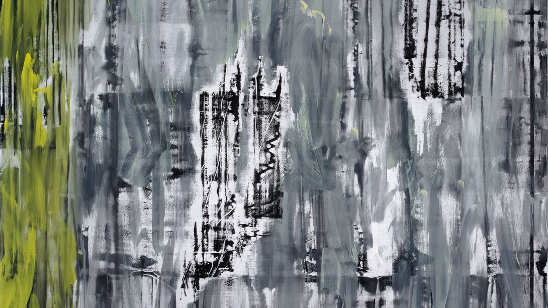 Jacqueline Humphries, untitled, 2014, oil on linen, 254 x 282 cm, 100 x 111 ins, Courtesy Stuart Shave/Modern Art, London, and Greene Naftali, New York