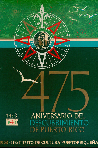 Lorenzo Homar. Cartel conmemorativo del 475 aniversario del descubrimiento de Puerto Rico. 1968