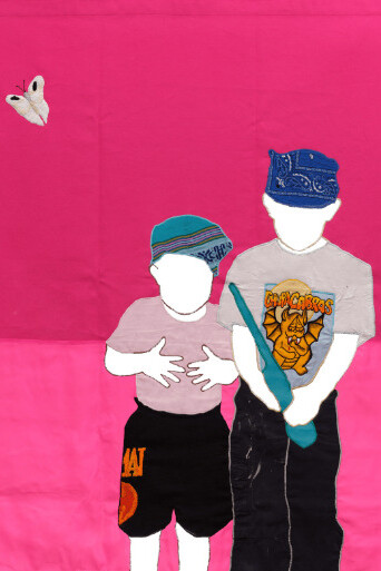 Arleene Correa Valencia, I have to have good memories: when you weren’t there (pink canvas) (detail), 2024. Courtesy of Fridman Gallery