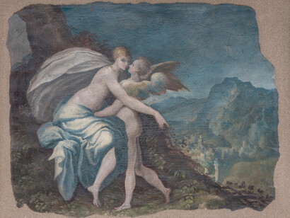 Jacopo Zanguidi conocido como Bertoja, Cupido y Psique (1566-1568). Óleo sobre yeso transferido a lienzo, Parma, Palacio del Giardino. Foto de Lorenzo Moreni