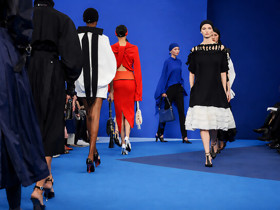 Peter Copping unveiled Lanvin’s Spring/Summer 2026 collection at Paris Fashion Week, where nuanced shades of blue anchored a refined wardrobe of bold shoulders, sculptural scarves, and fluid skirts