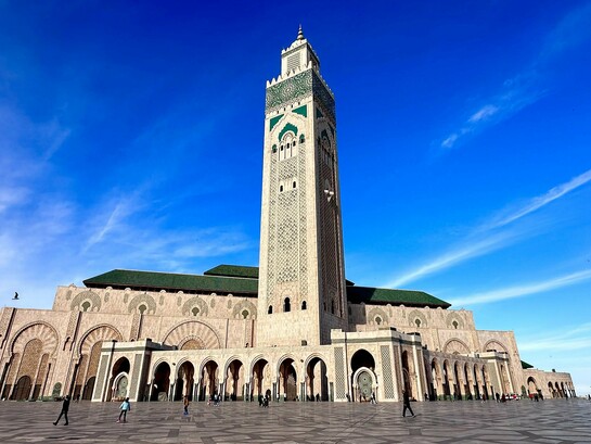 Morocco's iconic mosque overlooking the Atlantic, symbolising the meeting of tradition, openness, and national confidence