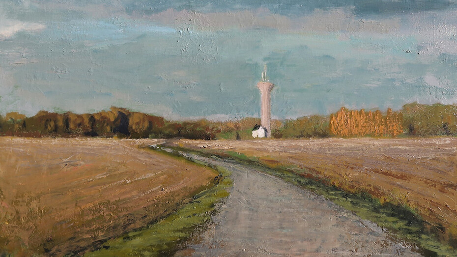 Albert Hadjiganev, "Chateau d'eau," oil on canvas, 28¾ x 39½ (73 x 100cm)