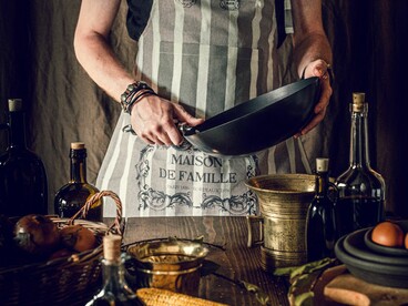 Fresh ingredients and well-used kitchen tools reflect the care behind a homemade meal