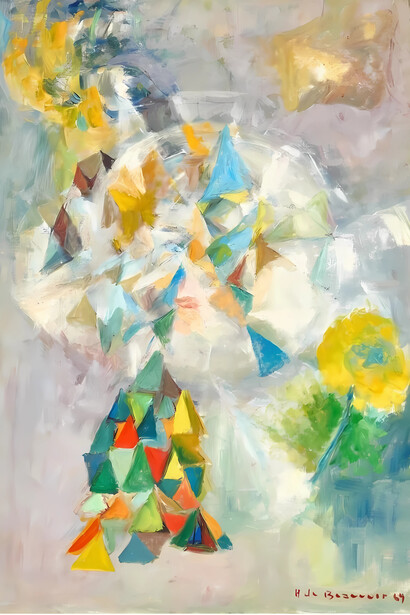 Hélène de Beauvoir, Visage dans un miroir brisé, oil on canvas, 1969, 73cmx50cmpng © APP, Ute Achhammer