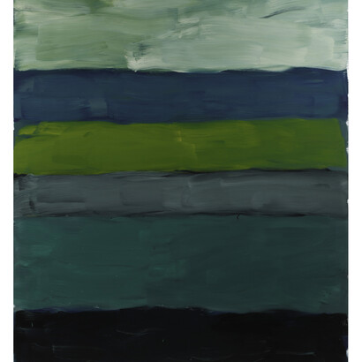 Sean Scully, Landline Green White, 2014, oil on aluminium