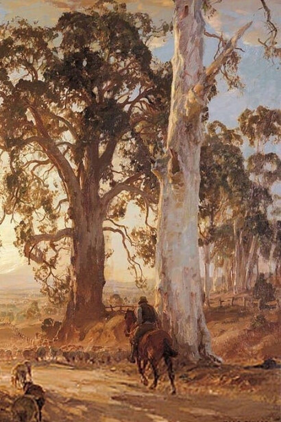 Hans Heysen, Droving into the Light (detalle), 1921