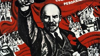 Lenin num cartaz de propaganda da Revolução Russa
