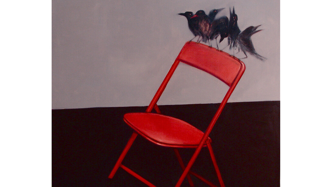 Ala Bashir, Waiting Chair, oil on canvas, 130 x 120 cm