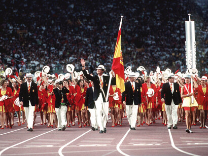 Felipe VI como abanderado de la delegación española en los Juegos Olímpicos de Barcelona, 1992