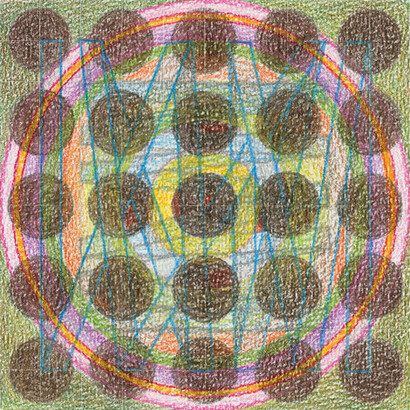 Magical night #7, coloured pencil on pape, 13 x 13 cm, Mark Weighton 2011