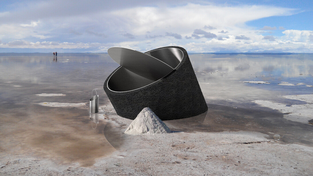 Leong Leong
Caisson de flottaison 01 (Float Tank 01), 2018    
Caisson industriel en acier inoxydable et matèriaux divers, eau et sel de la Vallée salée d'Añana
267,5 x 231,7 cm (base) ; diamètre supérieur, 231,7 cm ; hauteur maximale, 204,7 cm, hauteur minimum, 70,9 cm
Courtoisie de Leong Leong, New York
© Leong Leong