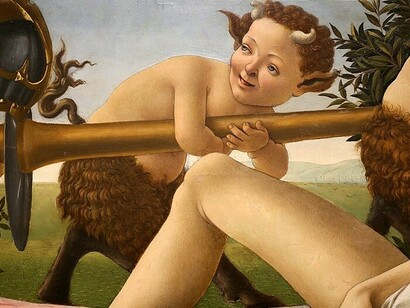 Sandro Botticelli, Il concepimento del Nuovo Mondo (Marte Venere), Londra, National Gallery, particolare 